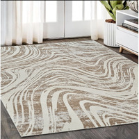 5' X 8' Beige and Brown Abstract Distressed Area Rug