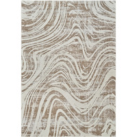 7' X 10' Beige and Brown Abstract Distressed Area Rug