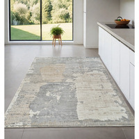 4' X 6' Gray and Cream Abstract Distressed Area Rug