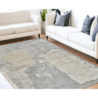 5' X 8' Gray and Cream Abstract Distressed Area Rug