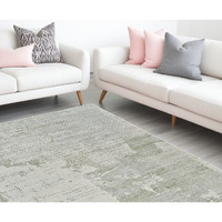 7' X 10' Beige and Green Abstract Distressed Area Rug
