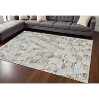 8' X 11' Beige and Brown Abstract Distressed Area Rug