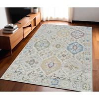 5' X 8' Beige and Gray Abstract Distressed Area Rug