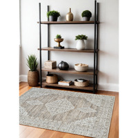 4' X 6' Beige and Brown Abstract Distressed Area Rug