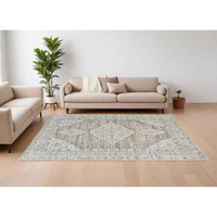 7' X 10' Beige and Brown Abstract Distressed Area Rug