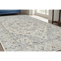 5' X 8' Gray and Beige Oriental Distressed Area Rug