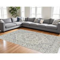 7' X 10' Gray and Beige Oriental Distressed Area Rug