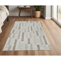 4' X 6' Beige and Brown Abstract Distressed Area Rug