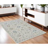 4' X 6' Cream and Beige Abstract Distressed Area Rug