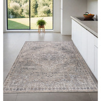 4' X 6' Gray and Beige Oriental Distressed Area Rug