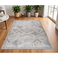 4' X 6' Blue and Gray Oriental Distressed Area Rug