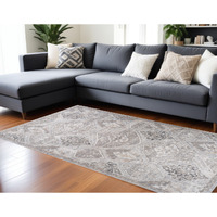 8' X 11' Blue and Gray Oriental Distressed Area Rug