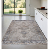 4' X 6' Beige and Gray Abstract Distressed Area Rug