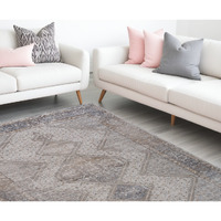 7' X 10' Beige and Gray Abstract Distressed Area Rug