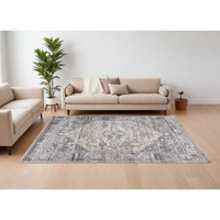 8' X 11' Gray and Brown Oriental Distressed Area Rug