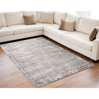 5' X 8' Gray and Brown Abstract Distressed Area Rug