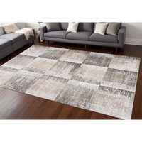 8' X 11' Beige and Brown Abstract Distressed Area Rug