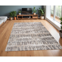 4' X 6' Beige and Brown Abstract Distressed Area Rug