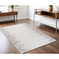 4' X 6' Beige and Brown Abstract Distressed Area Rug