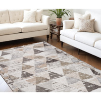 7' X 10' Beige and Brown Abstract Distressed Area Rug