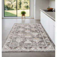 4' X 6' Beige and Brown Abstract Distressed Area Rug
