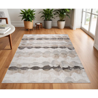4' X 6' Beige and Brown Abstract Distressed Area Rug