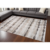 7' X 10' Beige and Brown Abstract Distressed Area Rug