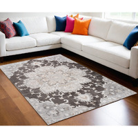 5' X 8' Gray and Brown Southwestern Distressed Area Rug