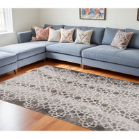 7' X 10' Brown and Beige Abstract Distressed Area Rug