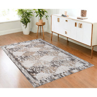 4' X 6' Cream and Brown Abstract Distressed Area Rug