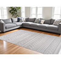 7' X 10' Gray and Cream Abstract Distressed Area Rug