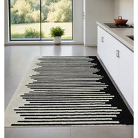 4' X 6' Cream and Black Abstract Distressed Area Rug