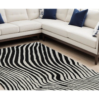 8' X 11' Cream and Black Abstract Distressed Area Rug