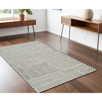 4' X 6' Cream and Black Abstract Distressed Area Rug