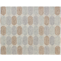 5' X 8' Ivory and Silver Wool Abstract Geometric Hand Tufted Non Skid Area Rug