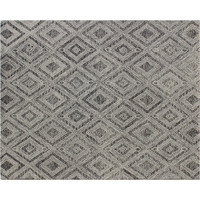 5' X 8' Black and Ivory Wool Abstract Geometric Hand Tufted Non Skid Area Rug