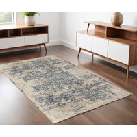 4' X 6' Gray and Beige Floral Area Rug