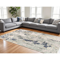 9' X 12' Blue and Gray Abstract Area Rug