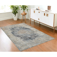 4' X 6' Beige and Gray Medallion Area Rug