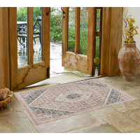 2' X 3' Pink and Cream Medallion Area Rug