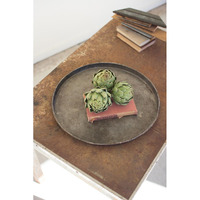 ROUND RUSTIC REPURPOSED GALVANIZED TRAY