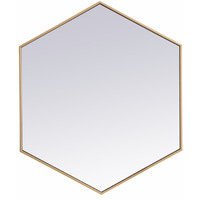 Metal frame hexagon mirror 38 inch in Brass