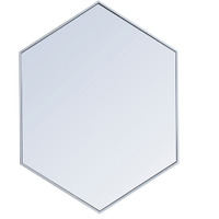 Metal frame hexagon mirror 30 inch in Sliver