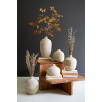 SET OF FIVE CARVED WOODEN BULB VASES - ONE EACH DESIGN