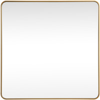 Soft corner metal square mirror 48x48 inch in Brass