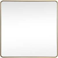 Soft corner metal square mirror 42x42 inch in Brass