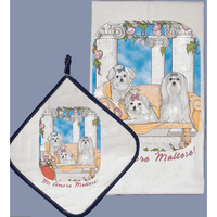 Pipsqueak Productions DP983 Dish Towel and Pot Holder Set - Maltese
