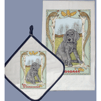 Pipsqueak Productions DP882 Dish Towel and Pot Holder Set - Weimaraner