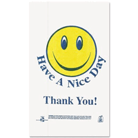 Brown Paper Goods BPCT16SMILEY 12.5 Micron Smiley Face Shopping Bags  White