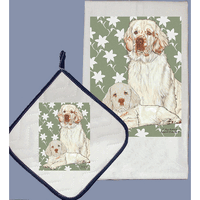 Pipsqueak Productions DP537 Dish Towel and Pot Holder Set - Clumber Spaniel